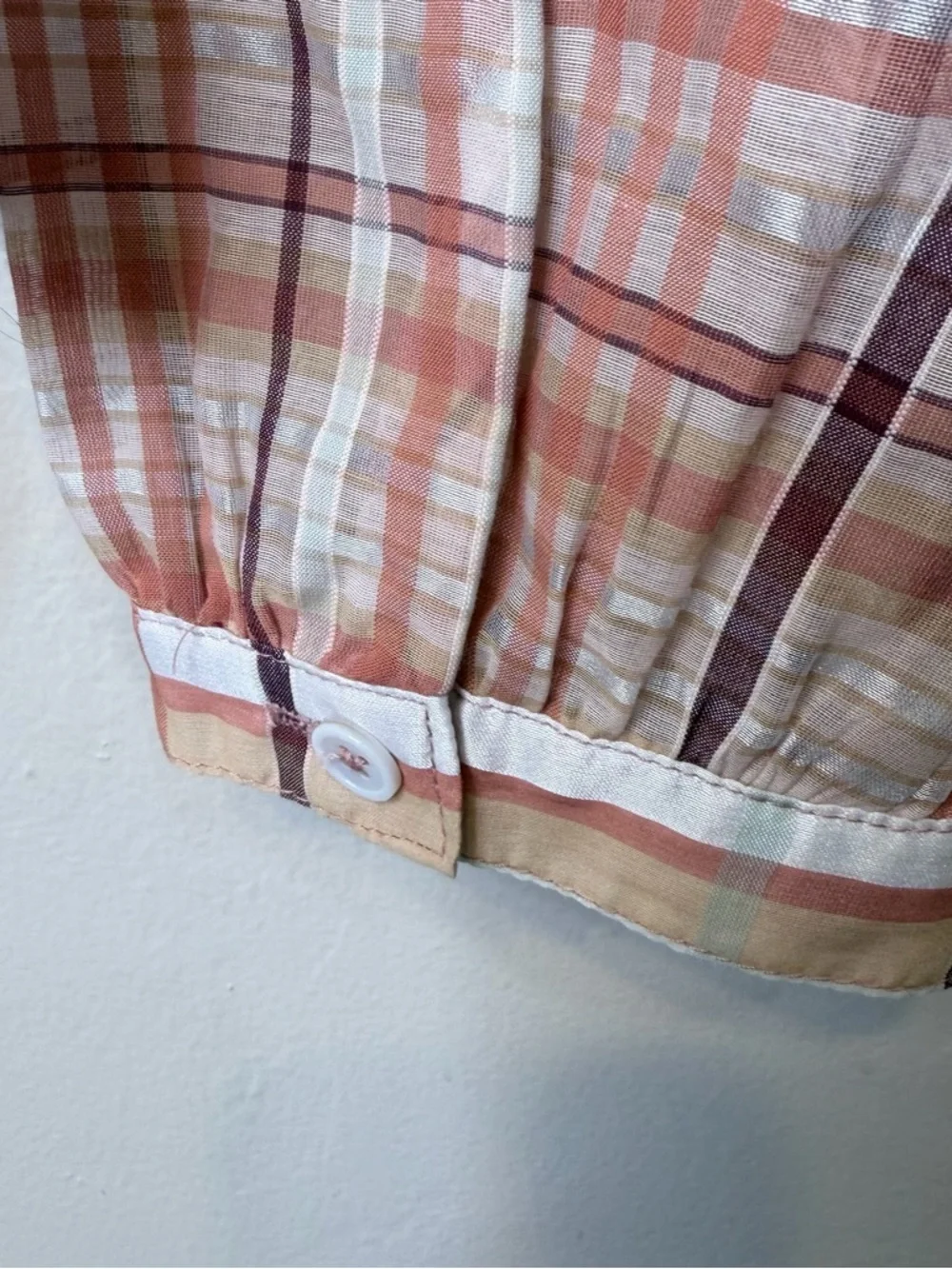 Current Air | Anthro NWT Polly Plaid Ruffle Shoulder Long Sleeve Peasant Blouse - Picture 9 of 15